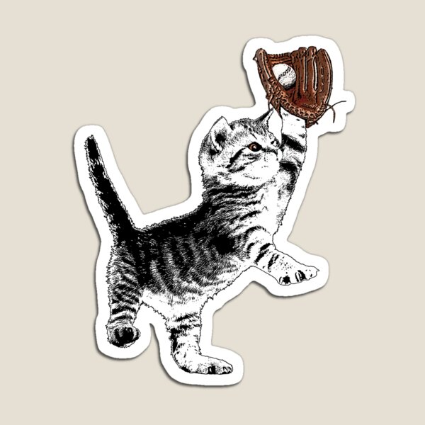 Item preview, Allstar Kitten - Black and White Cat Playing Baseball designed and sold by LittleMissTyne.