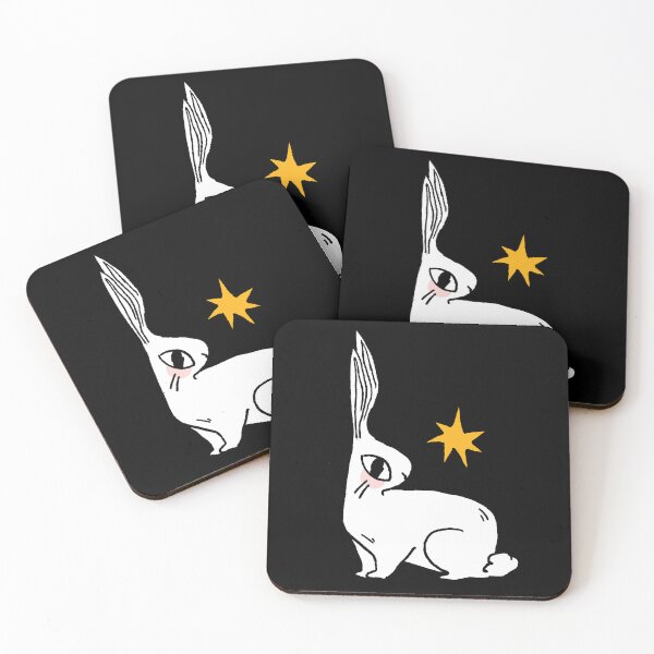 Item preview, *WHITE ON BLACK* star bunny designed and sold by printedbynaomi.