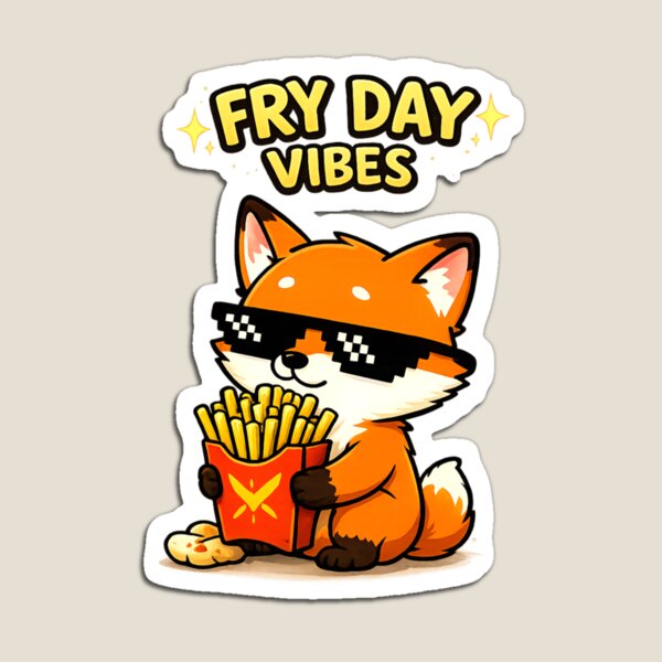 Item preview, Funny Fry Day Vibes Fox Design designed and sold by StyleBloomes.