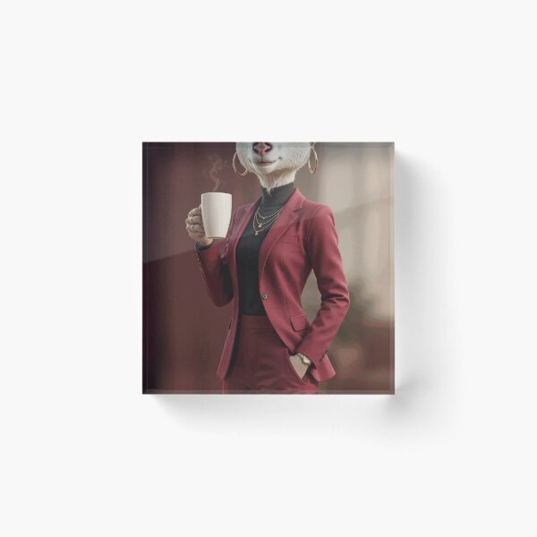 Item preview, Stylish Goat Woman Holding a Coffee Cup designed and sold by Unit 2.