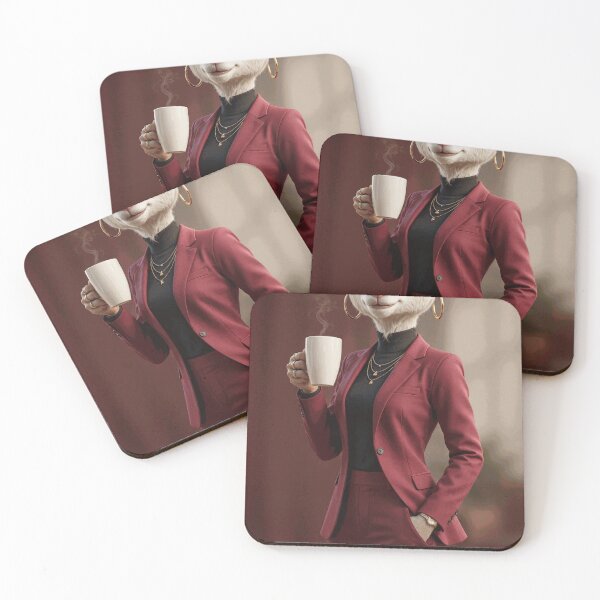 Item preview, Stylish Goat Woman Holding a Coffee Cup designed and sold by Unit 2.