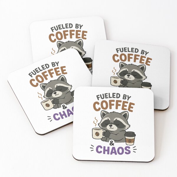 Item preview, Fueled by Coffee & Chaos | Cute Kawaii Raccoon Sticker | Funny Trash Panda Gift designed and sold by bkeer abobkr.