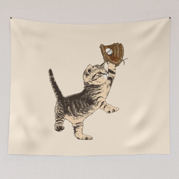 Item preview, Allstar Kitten - Sepia-Toned Cat Playing Baseball designed and sold by LittleMissTyne.