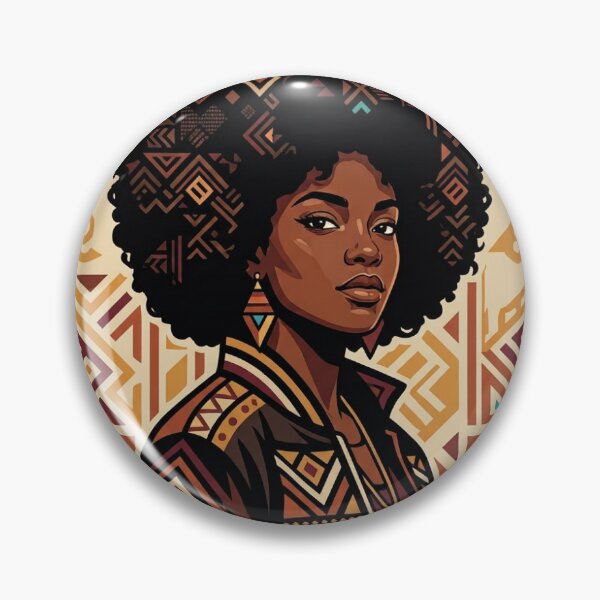 Item preview, Afrocentric Woman with Natural Hair and Geometric Pattern designed and sold by ouzlimstore.