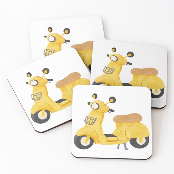 Item preview, Retro Yellow Scooter Illustration designed and sold by Kritiveemporio.