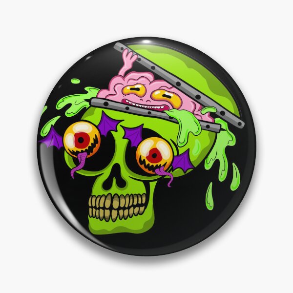Item preview, Brain Spill Zombie Skull | Creepy Neon Horror Skull Sticker designed and sold by Let There Be Art Studio.