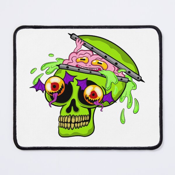 Item preview, Brain Spill Zombie Skull | Creepy Neon Horror Skull Sticker designed and sold by Let There Be Art Studio.