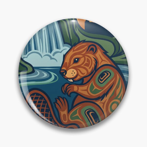 Item preview, CANADA Vintage Travel Illustration - Stylized Beaver Floating designed and sold by ZUMERI.