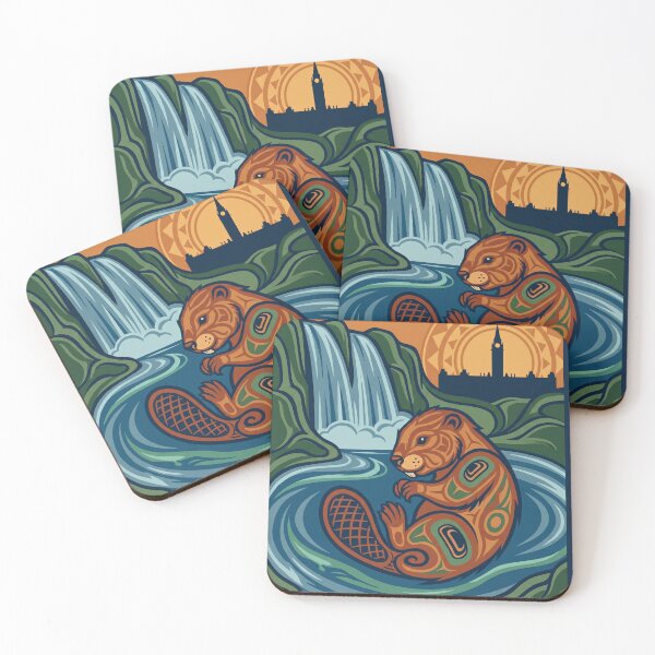 Item preview, CANADA Vintage Travel Illustration - Stylized Beaver Floating designed and sold by ZUMERI.