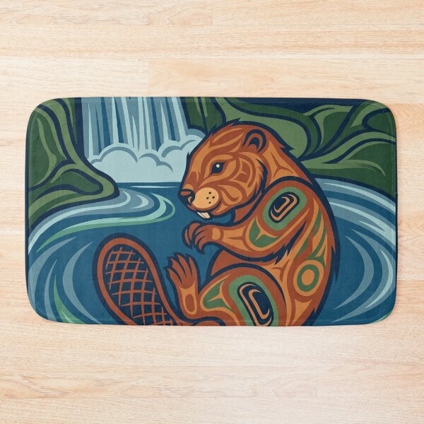 Item preview, CANADA Vintage Travel Illustration - Stylized Beaver Floating designed and sold by ZUMERI.