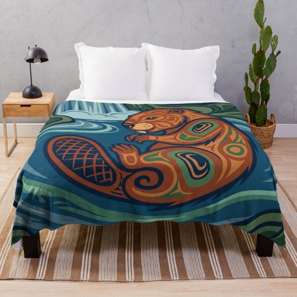 Item preview, CANADA Vintage Travel Illustration - Stylized Beaver Floating designed and sold by ZUMERI.