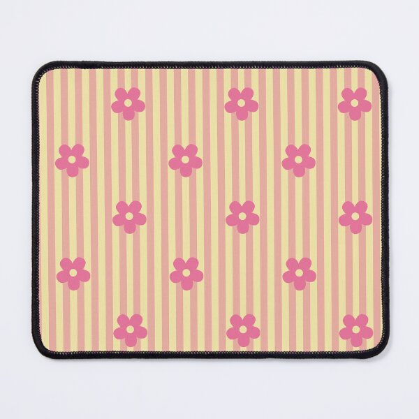 Item preview, Pink Floral Pattern | Cute Pink Flowers on Yellow Stripes | Retro Floral Stripes Design | Preppy Pink Flower Pattern | Coquette Pink and Yellow with Vertical Stripes designed and sold by VivaFy.