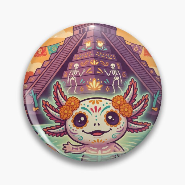 Item preview, MÉXICO Vintage Travel Illustration - Calavera Axolotl Swimming designed and sold by ZUMERI.