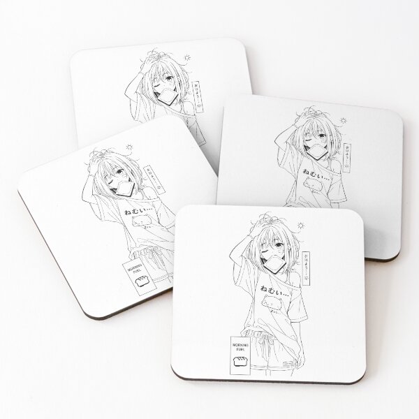 Item preview, Kawaii sleepy Anime Girl Eating Toast - Morning Fuel designed and sold by KawaOta-0.