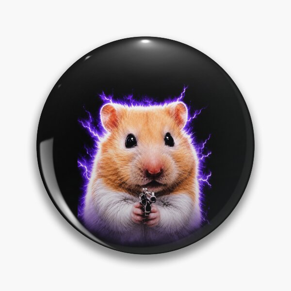 Item preview, Funny Hamster Holding Gun Hammy Purple Lightning Meme Art designed and sold by elderberry.