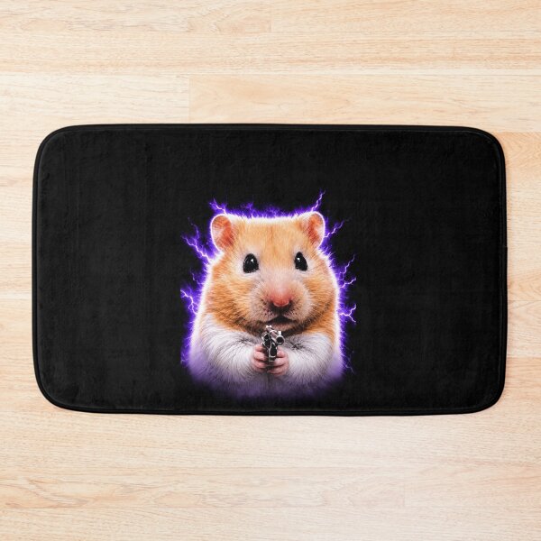 Item preview, Funny Hamster Holding Gun Hammy Purple Lightning Meme Art designed and sold by elderberry.