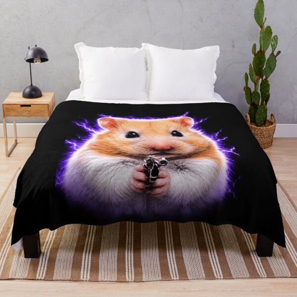 Item preview, Funny Hamster Holding Gun Hammy Purple Lightning Meme Art designed and sold by elderberry.