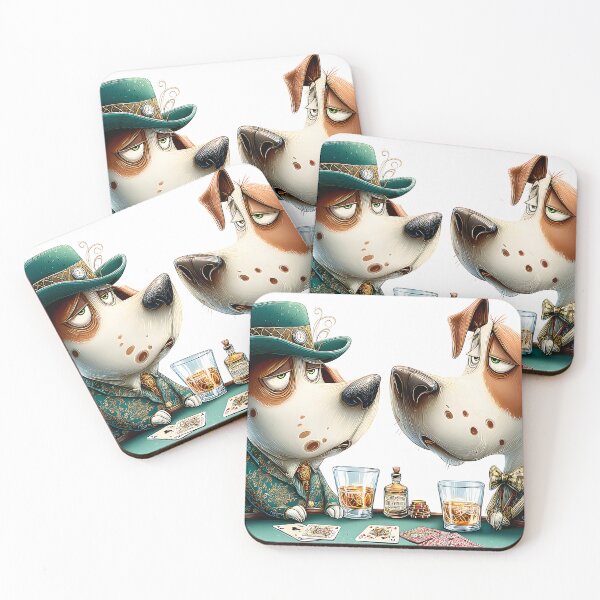 Item preview, Two Cartoon Dogs Playing Cards with Drinks designed and sold by Artessie.