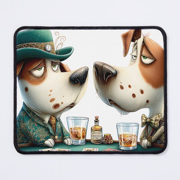 Item preview, Two Cartoon Dogs Playing Cards with Drinks designed and sold by Artessie.
