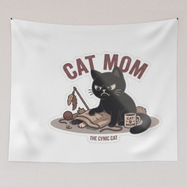 Item preview, "The Cynic Cat Mom" - Angry Black Cat with Mug and Toys designed and sold by Gabzerinho.