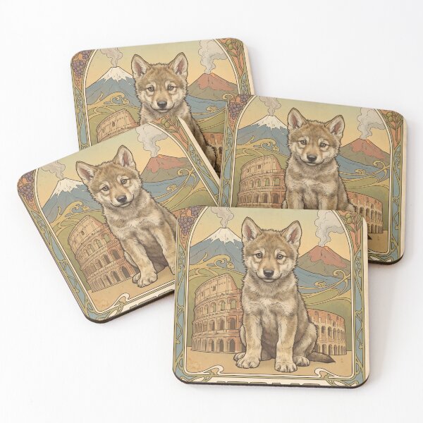 Item preview, ITALIA Travel Illustration - Art Nouveau Wolf Sitting designed and sold by ZUMERI.
