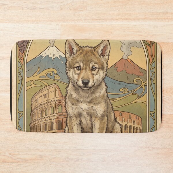 Item preview, ITALIA Travel Illustration - Art Nouveau Wolf Sitting designed and sold by ZUMERI.