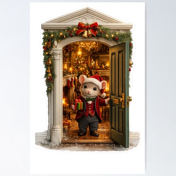 Item preview, Christmas Mouse Door | Secret Holiday Home Sticker designed and sold by GSizzle1.