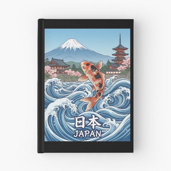 Item preview, JAPAN Travel Illustration - Ukiyo-e Koi Jumping designed and sold by ZUMERI.