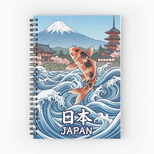 Item preview, JAPAN Travel Illustration - Ukiyo-e Koi Jumping designed and sold by ZUMERI.