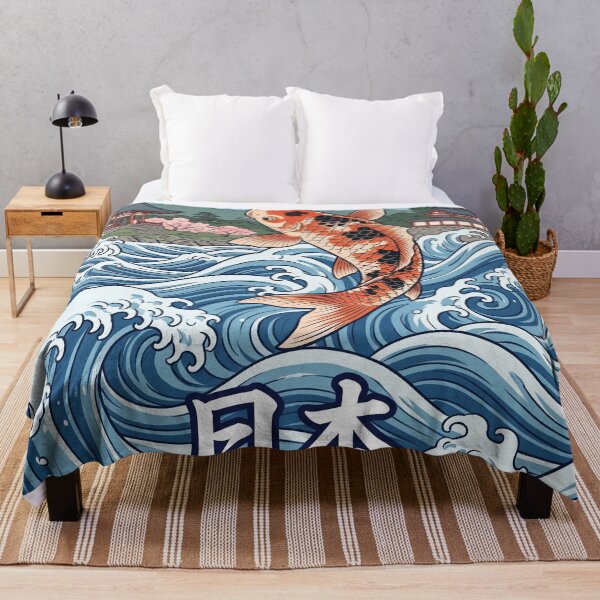 Item preview, JAPAN Travel Illustration - Ukiyo-e Koi Jumping designed and sold by ZUMERI.