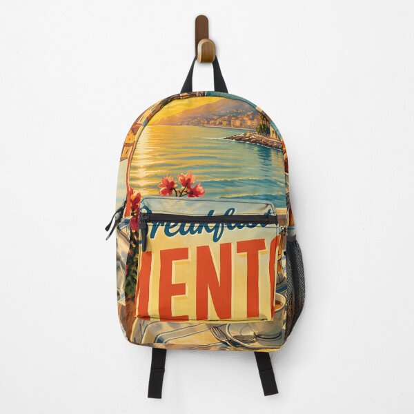 Item preview, Breakfast in Menton, France: scenic-Style Painterly Travel Poster designed and sold by LSVart.