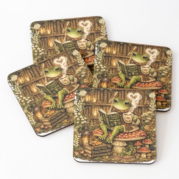 Item preview, Cute Cozy Frog Reading Book on Mushroom designed and sold by Meda2.