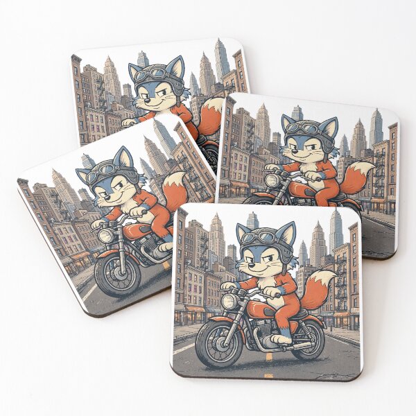 Item preview, Cool Fox Biker Riding Vintage Motorcycle - Retro Urban Street Rider Illustration designed and sold by Ala'Salem| Cute Characters, Real Moods.