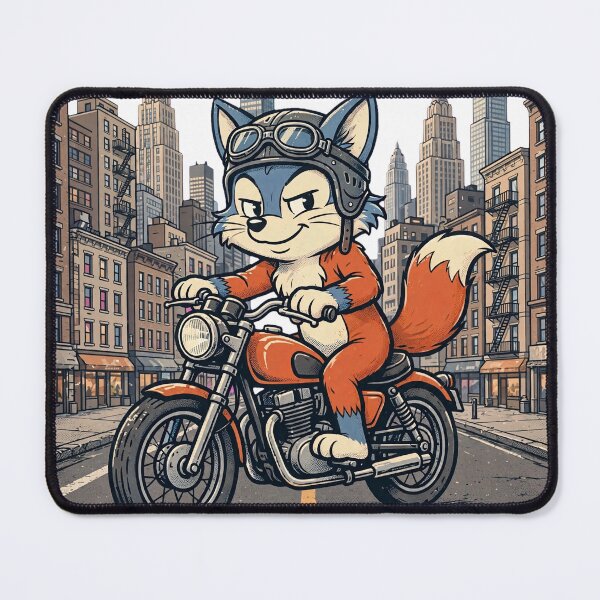 Item preview, Cool Fox Biker Riding Vintage Motorcycle - Retro Urban Street Rider Illustration designed and sold by Ala'Salem| Cute Characters, Real Moods.