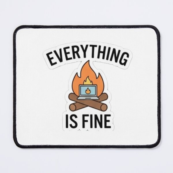 Item preview, "Everything Is Fine ?" – Cute minimalist campfire, flaming laptop badge. designed and sold by littleearty.