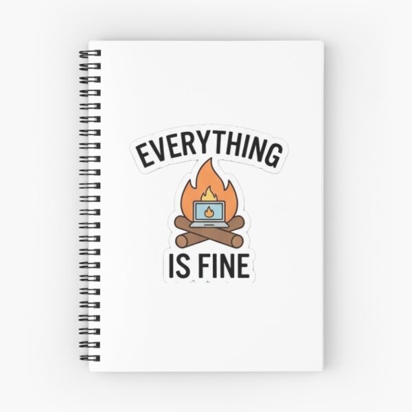 Item preview, "Everything Is Fine ?" – Cute minimalist campfire, flaming laptop badge. designed and sold by littleearty.