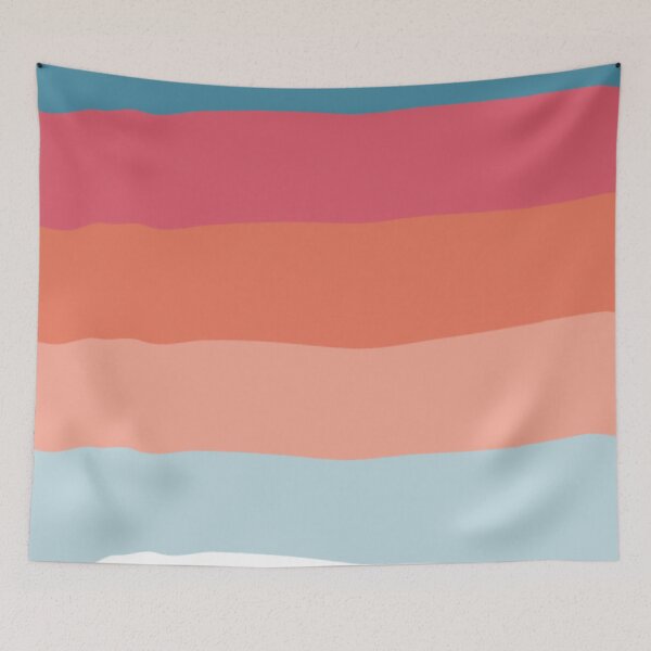 Item preview, Abstract Sunset Waves Retro Color Block Pattern designed and sold by Kimos Creative Store.