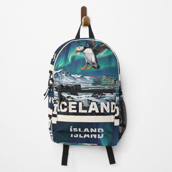 Item preview, ICELAND Travel Illustration - Gouache Puffin Flying designed and sold by ZUMERI.