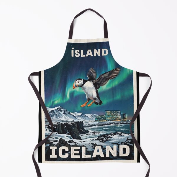 Item preview, ICELAND Travel Illustration - Gouache Puffin Flying designed and sold by ZUMERI.