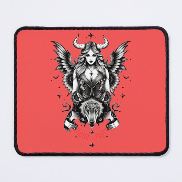 Item preview, Gothic Horned Goddess Wolf and Butterfly Fantasy Shirt designed and sold by MariaPCMaria.