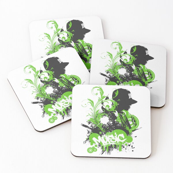Item preview, Frutiger Metro green grunge graffiti - green swirls and black stencils designed and sold by Pics'Elle Creations.