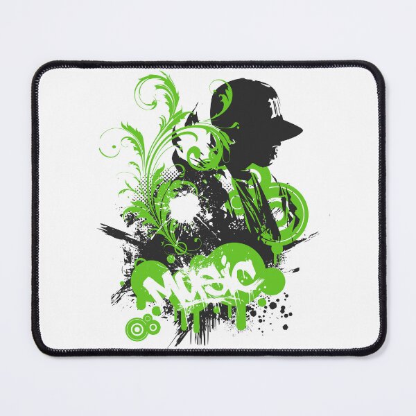 Item preview, Frutiger Metro green grunge graffiti - green swirls and black stencils designed and sold by Pics'Elle Creations.
