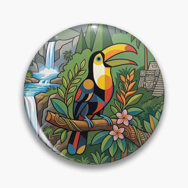 Item preview, BELIZE Travel Illustration - Geometric Toucan Perching designed and sold by ZUMERI.