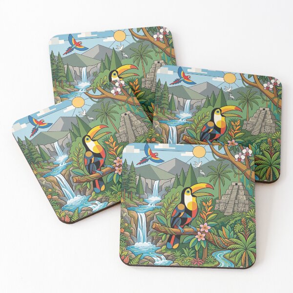 Item preview, BELIZE Travel Illustration - Geometric Toucan Perching designed and sold by ZUMERI.