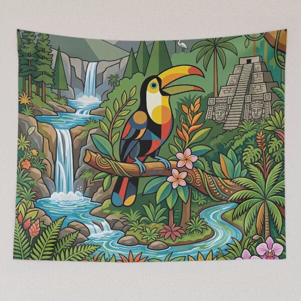Item preview, BELIZE Travel Illustration - Geometric Toucan Perching designed and sold by ZUMERI.