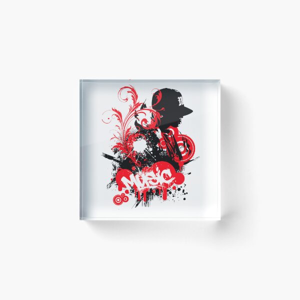 Item preview, Frutiger Metro red grunge graffiti - red swirls and black stencils designed and sold by Pics'Elle Creations.
