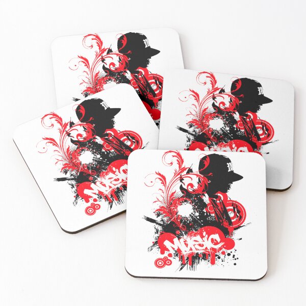 Item preview, Frutiger Metro red grunge graffiti - red swirls and black stencils designed and sold by Pics'Elle Creations.