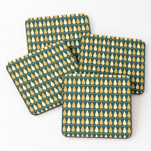 Item preview, Golden Autumn Raindrops Dark Green Geometric Pattern designed and sold by Kimos Creative Store.