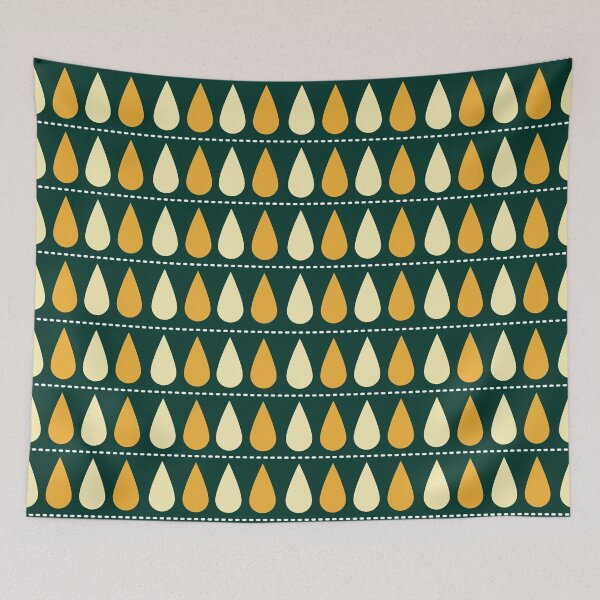 Item preview, Golden Autumn Raindrops Dark Green Geometric Pattern designed and sold by Kimos Creative Store.