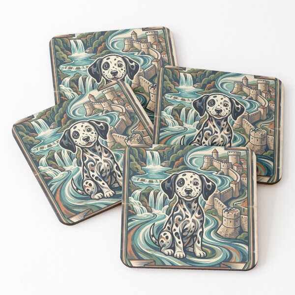 Item preview, CROATIA Vintage Travel Illustration - Spotted Dalmatian Sitting designed and sold by ZUMERI.
